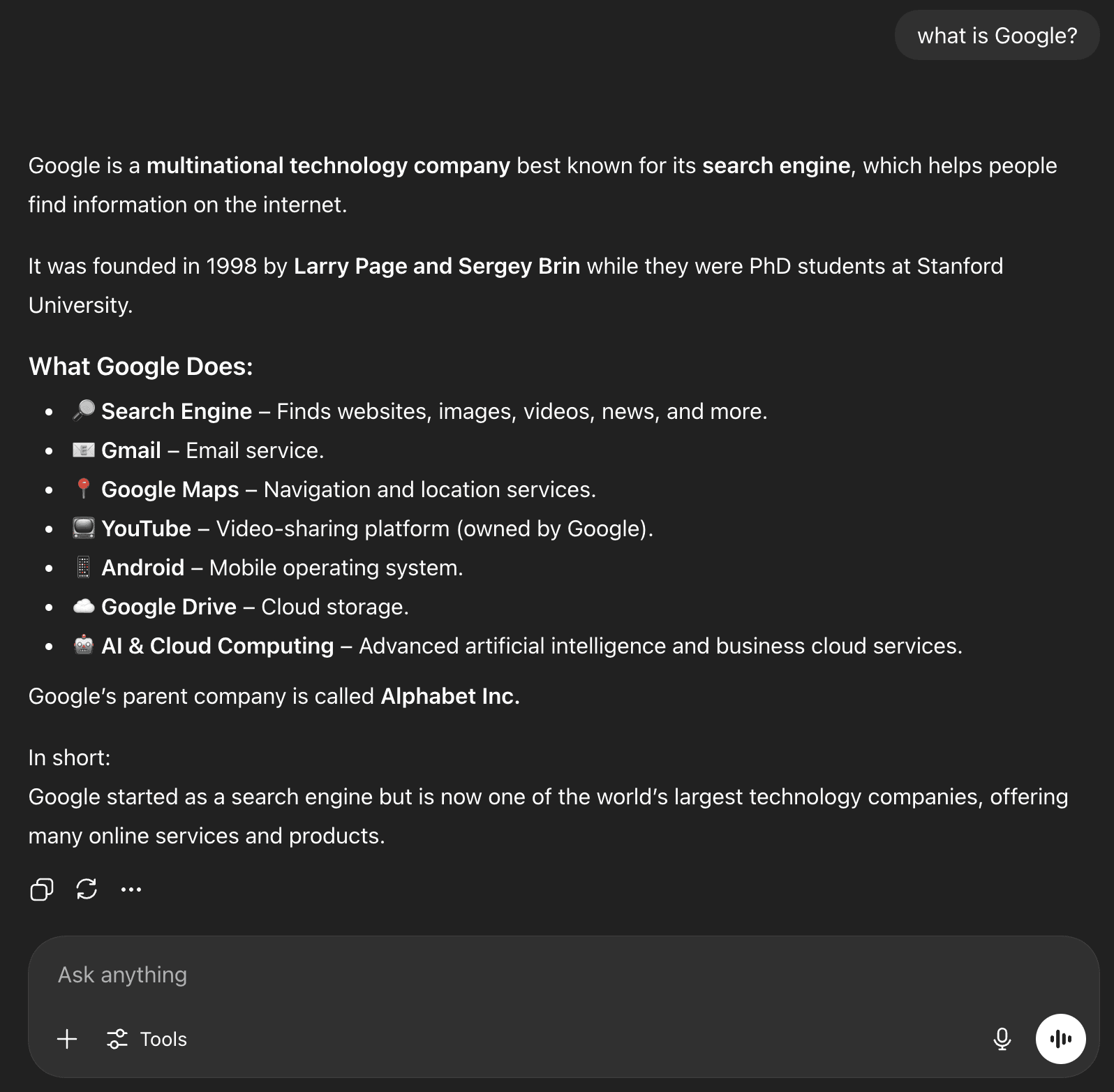 AI response asking about an old brand without web search